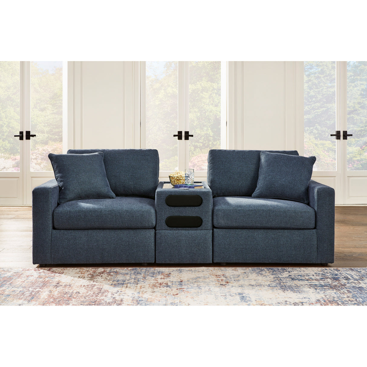 A room setting featuring Modmax Ink 3 Piece Audio Console Loveseat