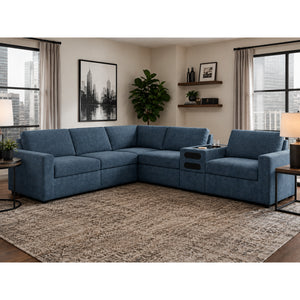 A room setting featuring Modmax Ink 6 Piece Sectional with Audio Console
