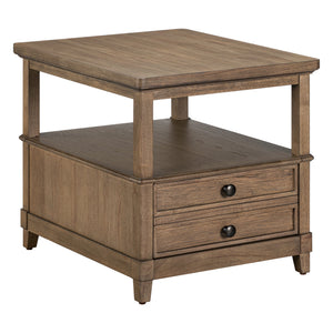 Front right view of Artisan Home Sienna Stone 2 Drawer End Table
