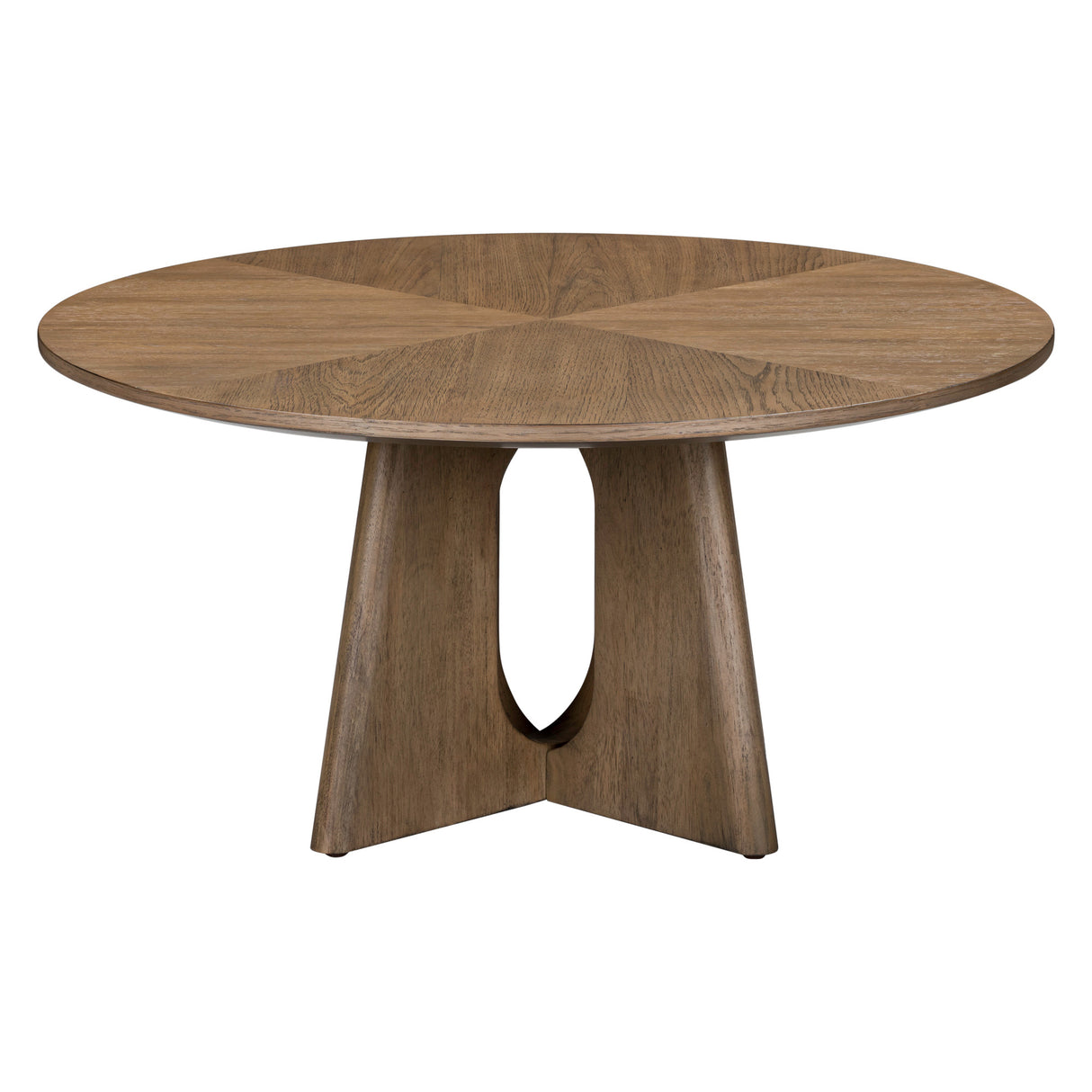 Side view of Hendrix Natural Round Coffee Table
