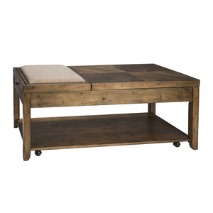 Front right view of Mitchell Nutmeg Lift Top Coffee Table