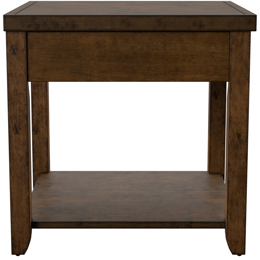 Side view of Mitchell Nutmeg End Table