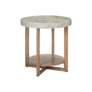Front right view of Danby Alabaster Round End Table