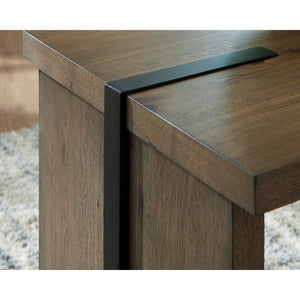 Detail view of Kandinew Brown Square End Table