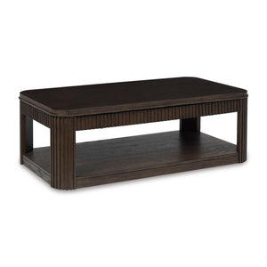 Front right view of Carlibrie Warm Brown Lift Top Coffee Table