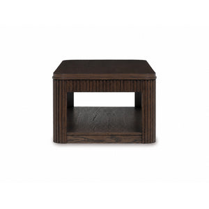Side view of Carlibrie Warm Brown Lift Top Coffee Table