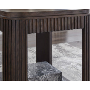 Detail view of Carlibrie Warm Brown Rectangular End Table
