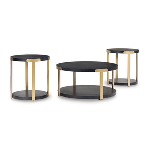 Front right view of Shylore Black Set of 3 Tables