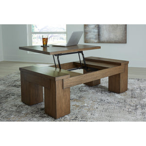 Room setting 2 featuring Rosswain Warm Brown Lift Top Coffee Table