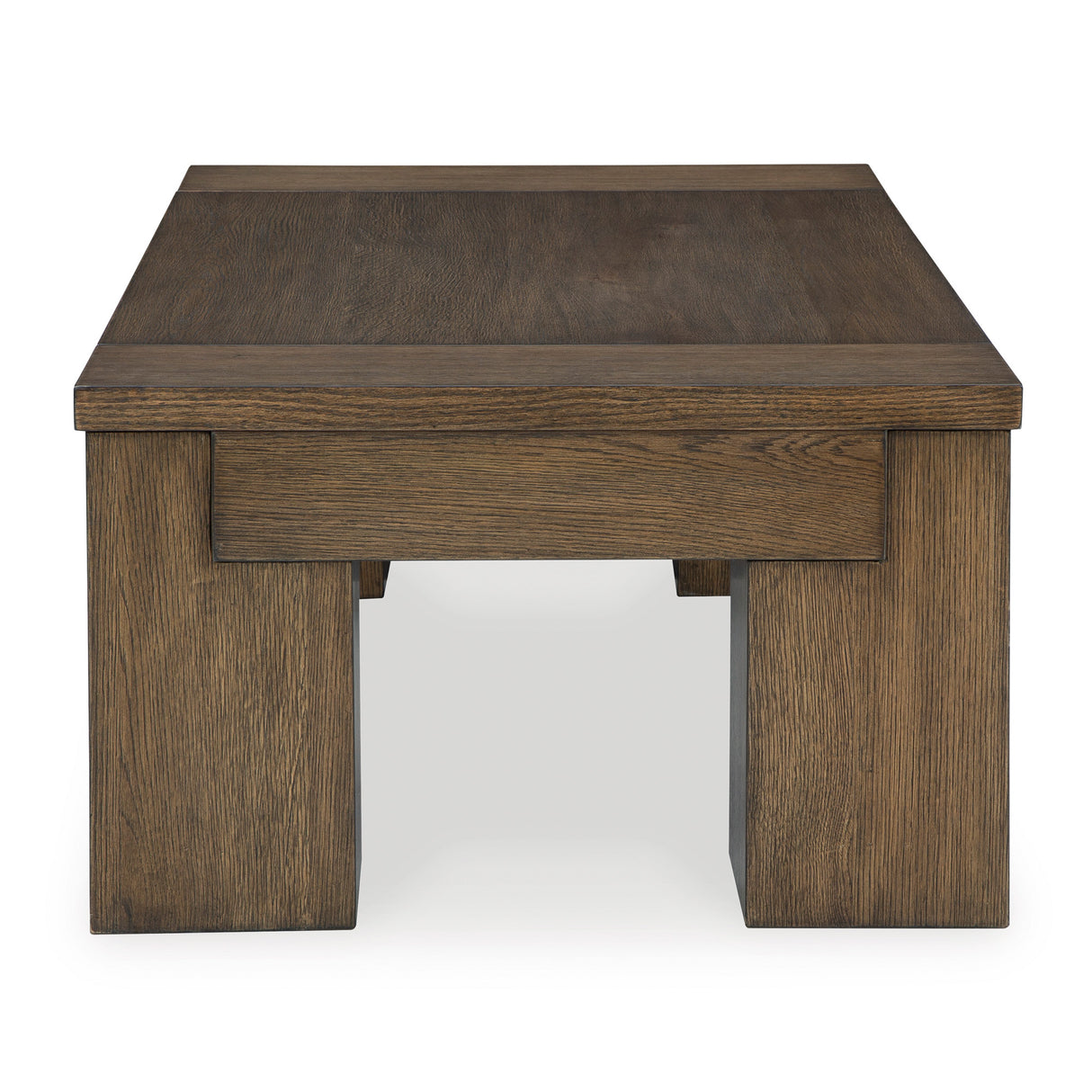 Side view of Rosswain Warm Brown Lift Top Coffee Table