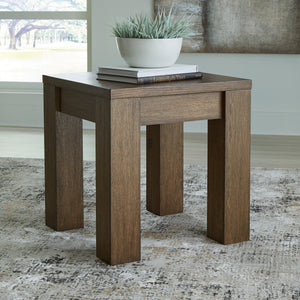 A room setting featuring Rosswain Warm Brown Square End Table