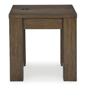 Side view of Rosswain Warm Brown Square End Table