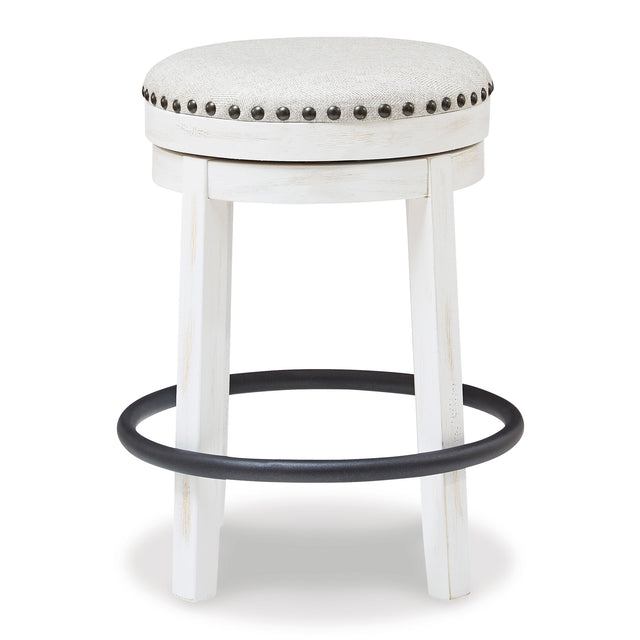 Valebeck Antique White Backless Swivel Counter Stool QK1107502