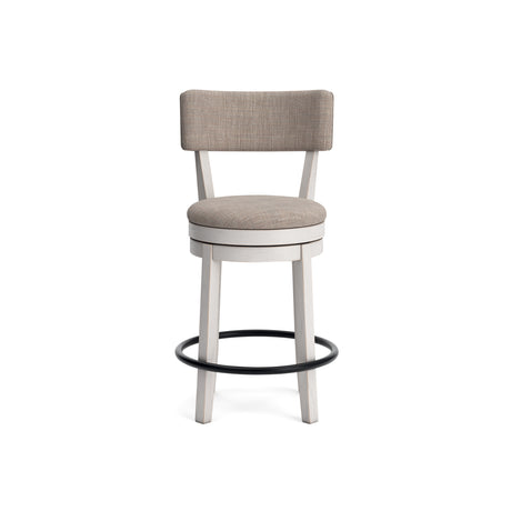 Robbinsdale Antique White Upholstered Swivel Open Back Counter Stool QK1107503