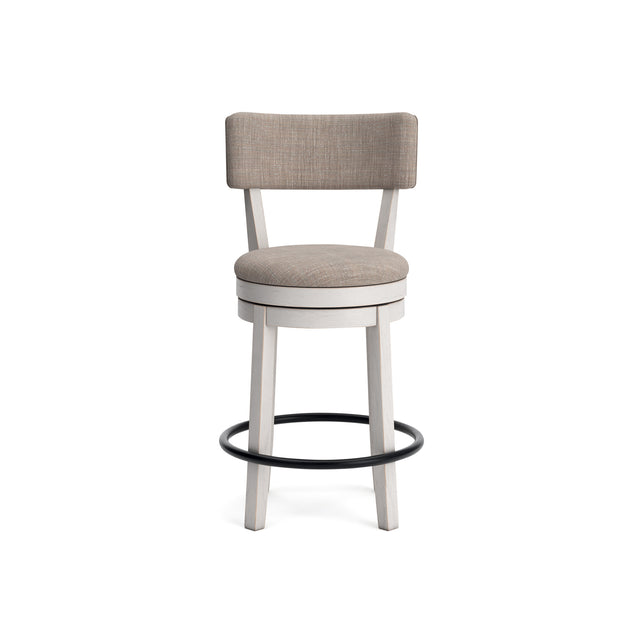 Robbinsdale Antique White Upholstered Swivel Open Back Counter Stool QK1107503