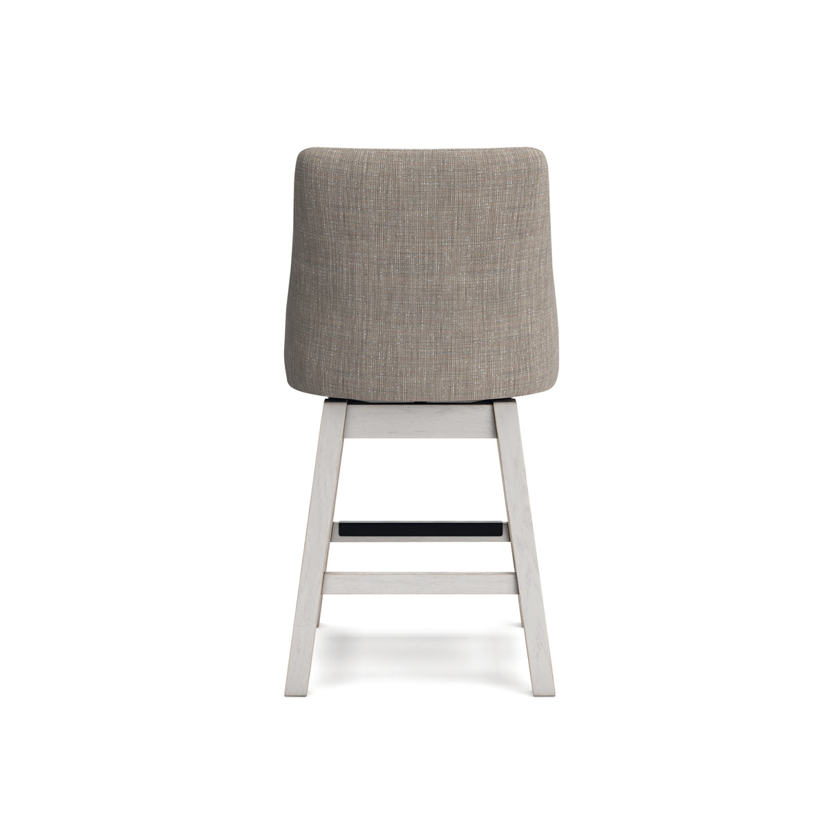 Back view of Robbinsdale Antique White Upholstered Swivel Counter Stool
