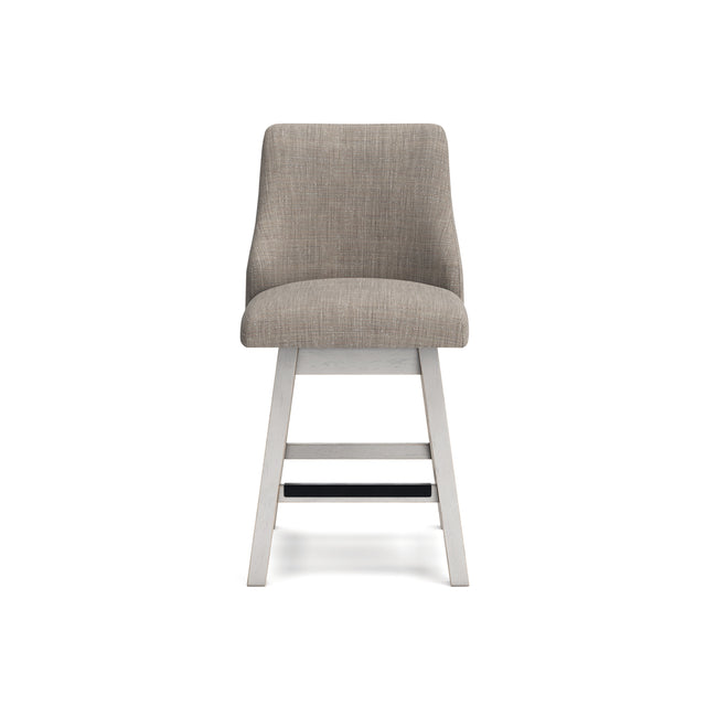 Robbinsdale Antique White Upholstered Swivel Counter Stool QK1107504