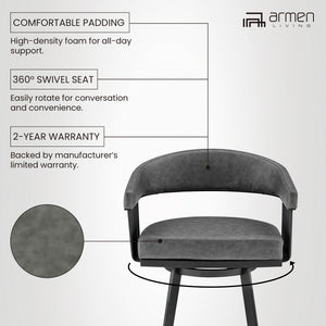 Detail view 2 of Chelsea Vintage Gray Swivel Bar Stool