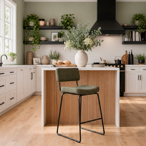 A room setting featuring Malory Avocado Bar Stool
