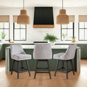 A room setting featuring Branson Gray Swivel Counter Stool
