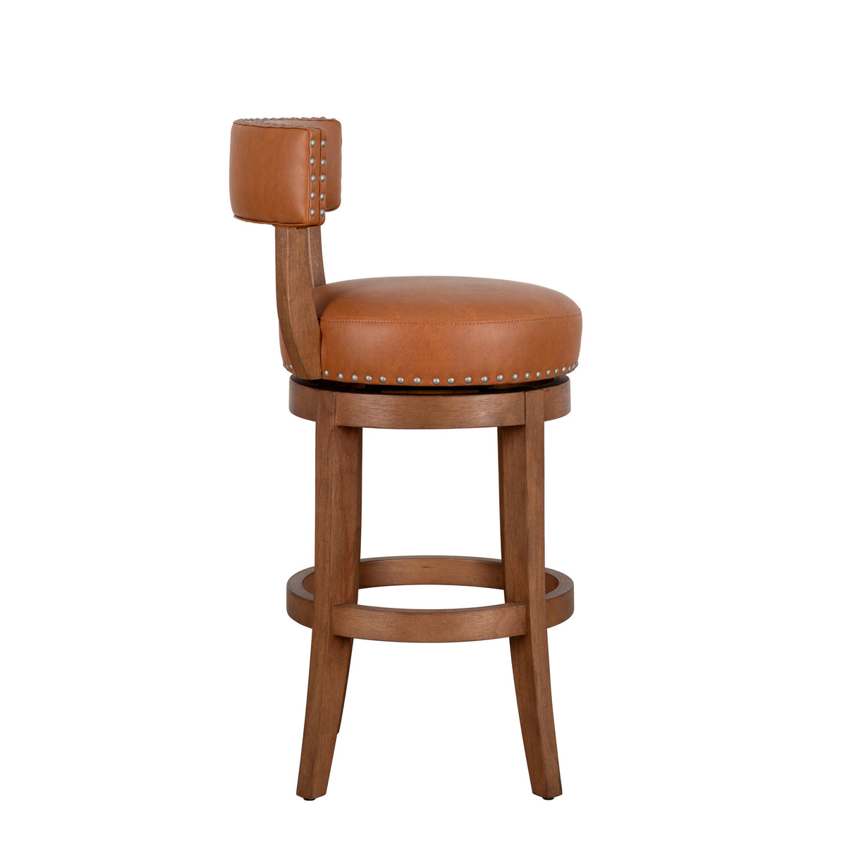 Side view of Mystic Toffee Swivel Bar Stool