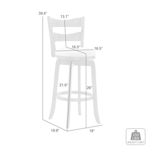 Detail image of Blair Wheat Swivel Counter Stool with overlay of product dimensions