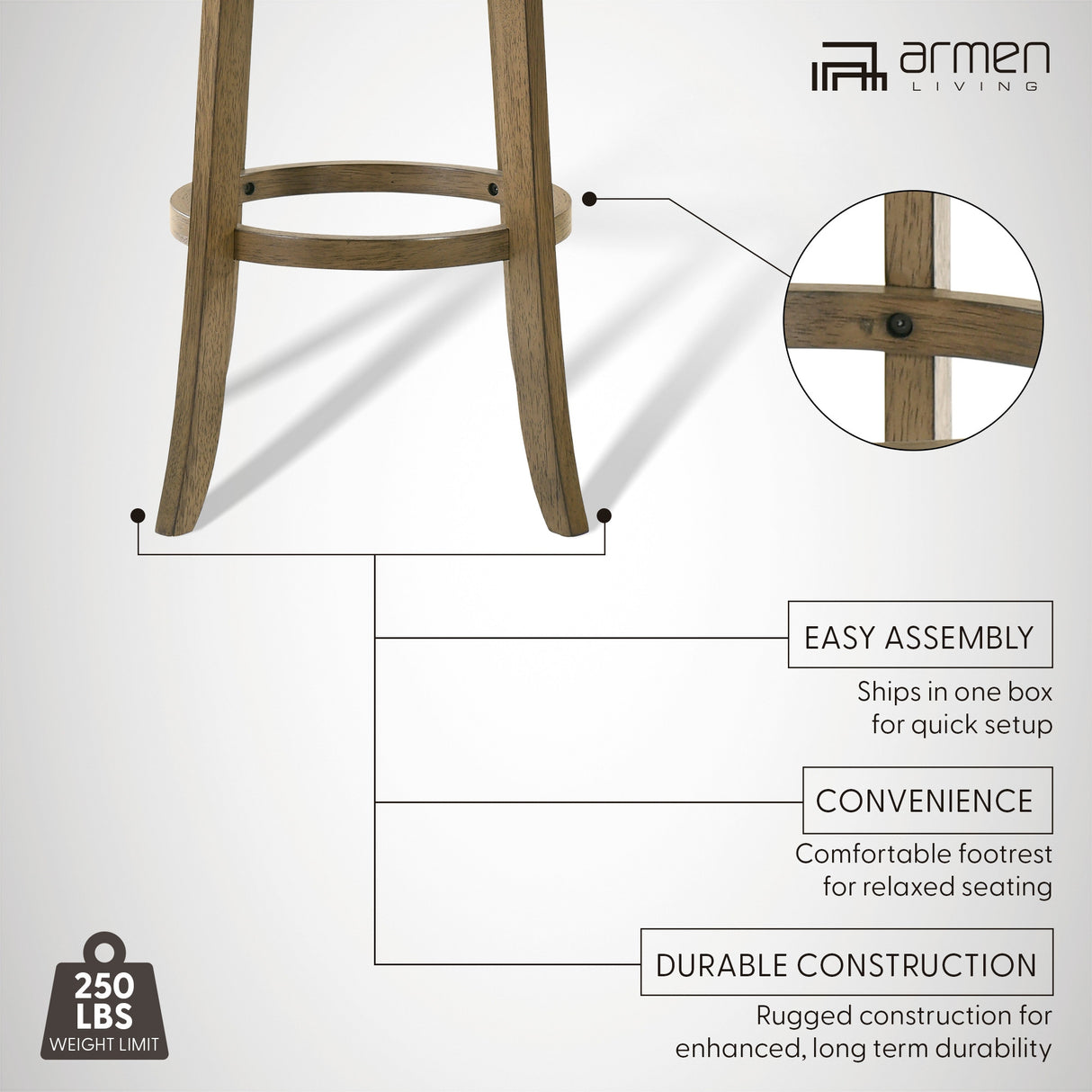 Detail view 3 of Blair Wheat Swivel Counter Stool