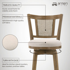 Detail view 2 of Isla Wheat Swivel Bar Stool