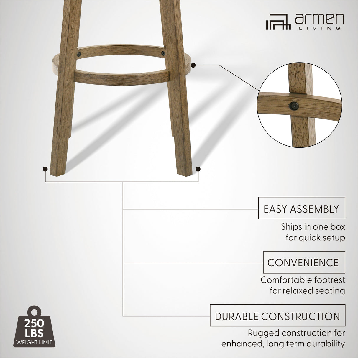 Detail view 3 of Isla Wheat Swivel Bar Stool