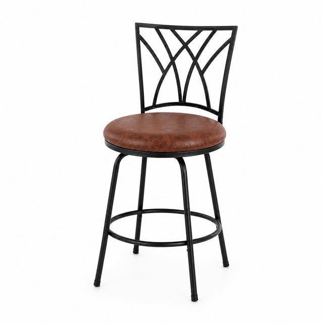 Front right view of Hurley Rustic Brown Swivel Counter Stool