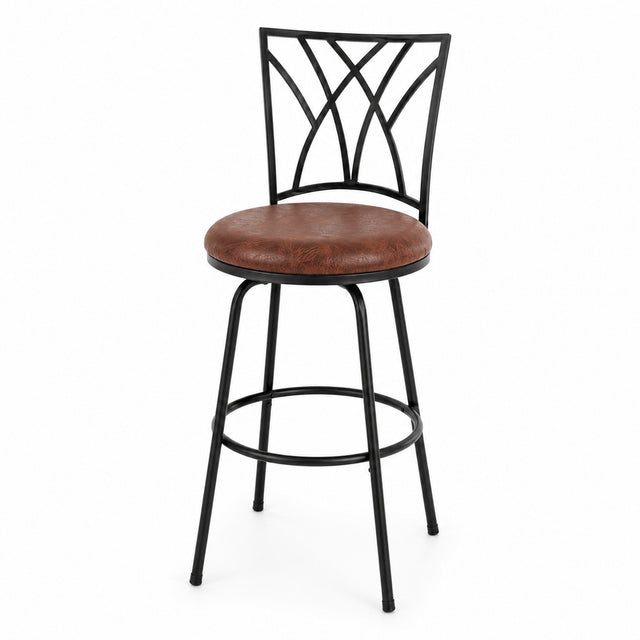 Front right view of Hurley Rustic Brown Swivel Bar Stool