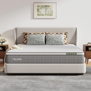 A room setting featuring Luna Apex Plus 12 Inch Hybrid King Mattress