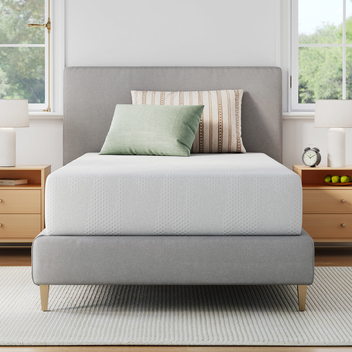 A room setting featuring Luna Basic 6 Inch Memory Foam Full Mattress