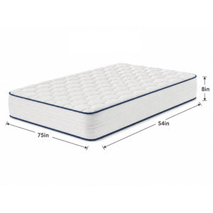 Detail image of Luna Shift Plus 8 Inch Hybrid Full Mattress with overlay of product dimensions