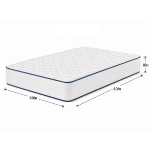 Detail image of Luna Shift Plus 8 Inch Hybrid Queen Mattress with overlay of product dimensions