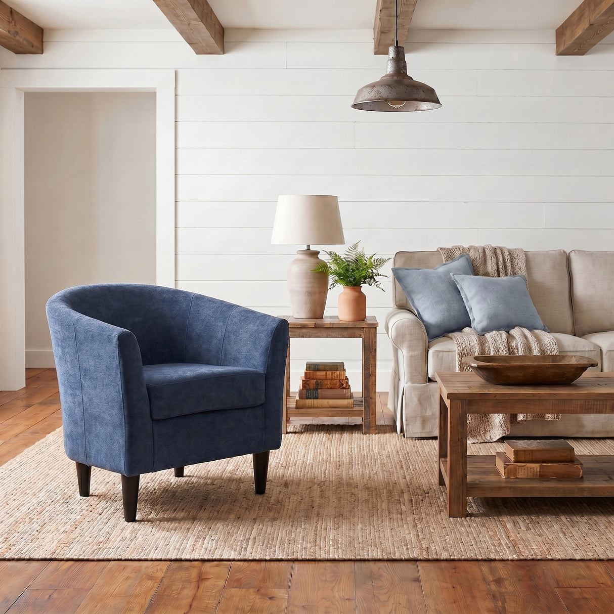 A room setting featuring Chloe Indigo Accent Chair