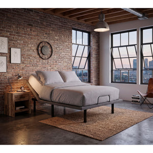 A room setting featuring Flexx Pro Charcoal Full Adjustable Base