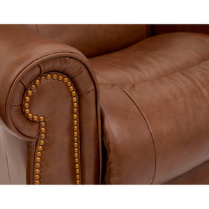 Detail view of Mocha Dutton Leather Rocker Recliner