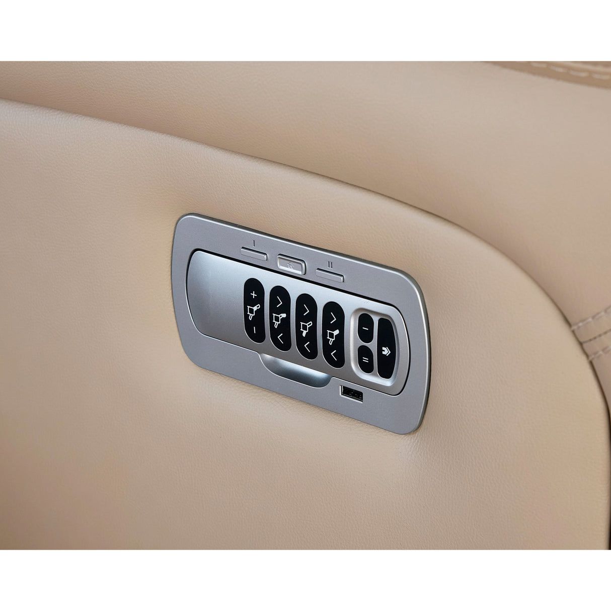 Detail view of Ice Greyson Leather Tri-Power Rocker Recliner