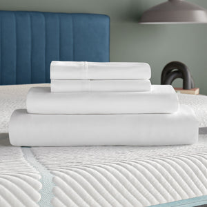 A room setting featuring Tempur-Adapt White Queen Luxe Egyptian Cotton Pillowcases