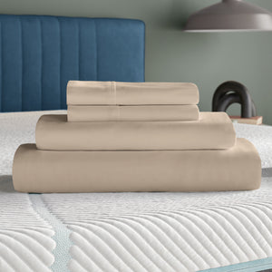 A room setting featuring Tempur-Adapt Sandstone King Luxe Egyptian Cotton Pillowcases