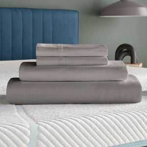 A room setting featuring Tempur-Adapt Graphite Queen Luxe Egyptian Cotton Pillowcases