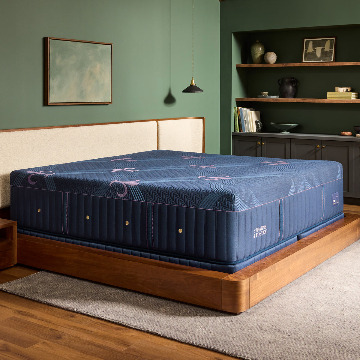 A room setting featuring Stearns and Foster Legacy Soft Hybrid II Queen Mattress