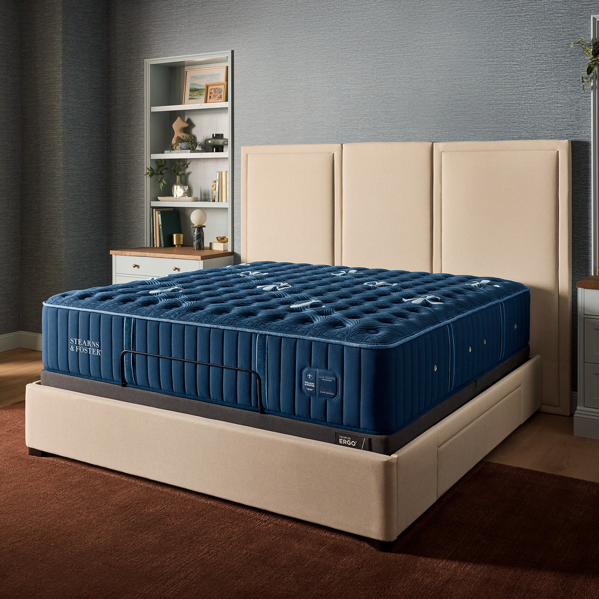 A room setting featuring Stearns and Foster Lux Estate Firm II California King Mattress