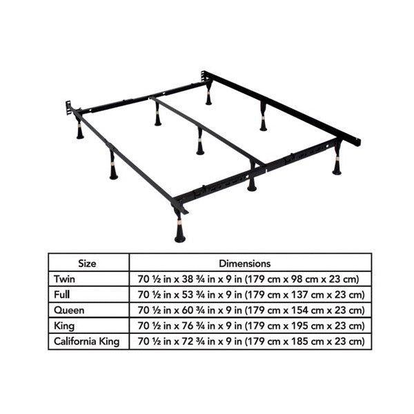 Detail image of Premium E3 Black Bed Frame with overlay of product dimensions