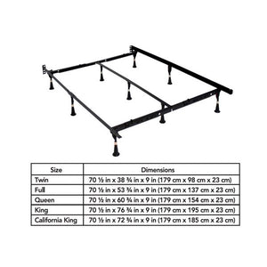 Detail image of Premium E3 Black Bed Frame with overlay of product dimensions