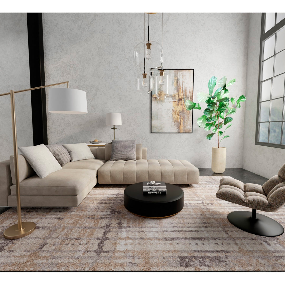 A room setting featuring 8'x10' Rugs Brown Skyview 39QBF Rug
