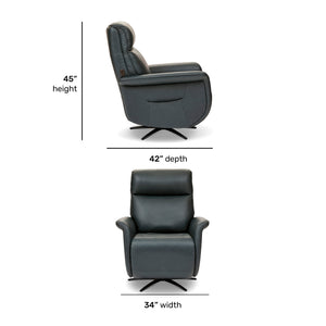 Detail image of Harbor Haven Power Swivel Recliner with overlay of product dimensions