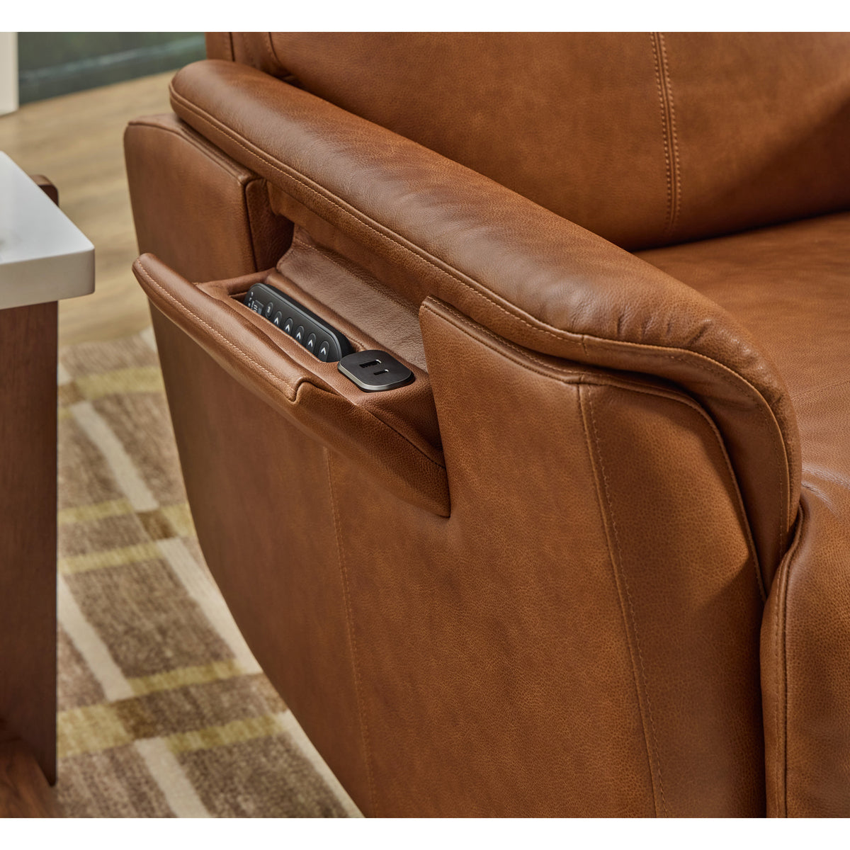 Detail view of Cove Autumn Power Swivel Recliner