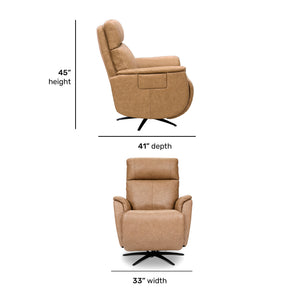 Detail image of Dune Cove Power Swivel Recliner with overlay of product dimensions